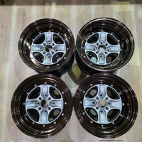 WORK WHEELS Equip 40 BRUT SILVER [BSL] CENTRE DISK, GLOSS BRONZE ANODIZED STEP RIM WITH CHROME RIVETS SET OF 4