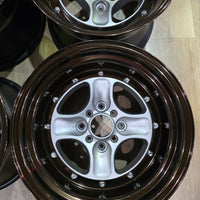 WORK WHEELS Equip 40 BRUT SILVER [BSL] CENTRE DISK, GLOSS BRONZE ANODIZED STEP RIM WITH CHROME RIVETS SET OF 4