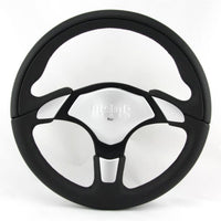 Momo X-Avion Black Leather 350mm Steering Wheel With Silver Horn Pad 18c