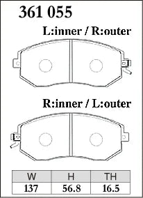 Dixcel Z Type Brake Pads WRX 08-14/Impreza/Forester/Liberty/BRZ 12-21, 22+/Toyota 86 (Front) Z-361055