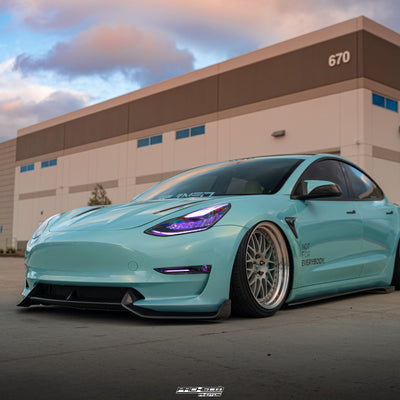 Tesla Model 3 Pre Pregged Carbon Fiber Front Lip V2 2019-2023