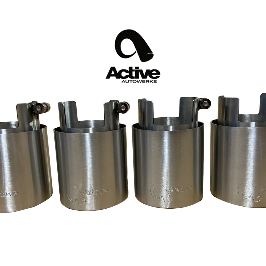 Active Autowerke 100mm Slip On Tips for G80 OEM Exhaust – brushed finish – 2021+ M3 / M4