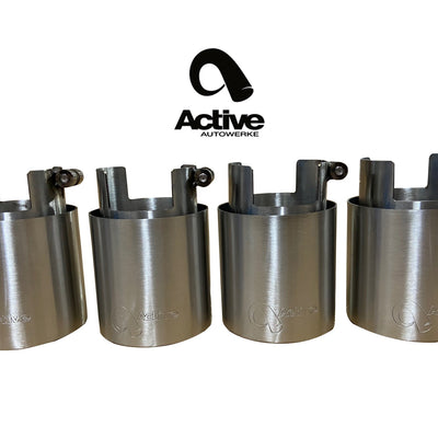 Active Autowerke 100mm Slip On Tips for G80 OEM Exhaust – brushed finish – 2021+ M3 / M4