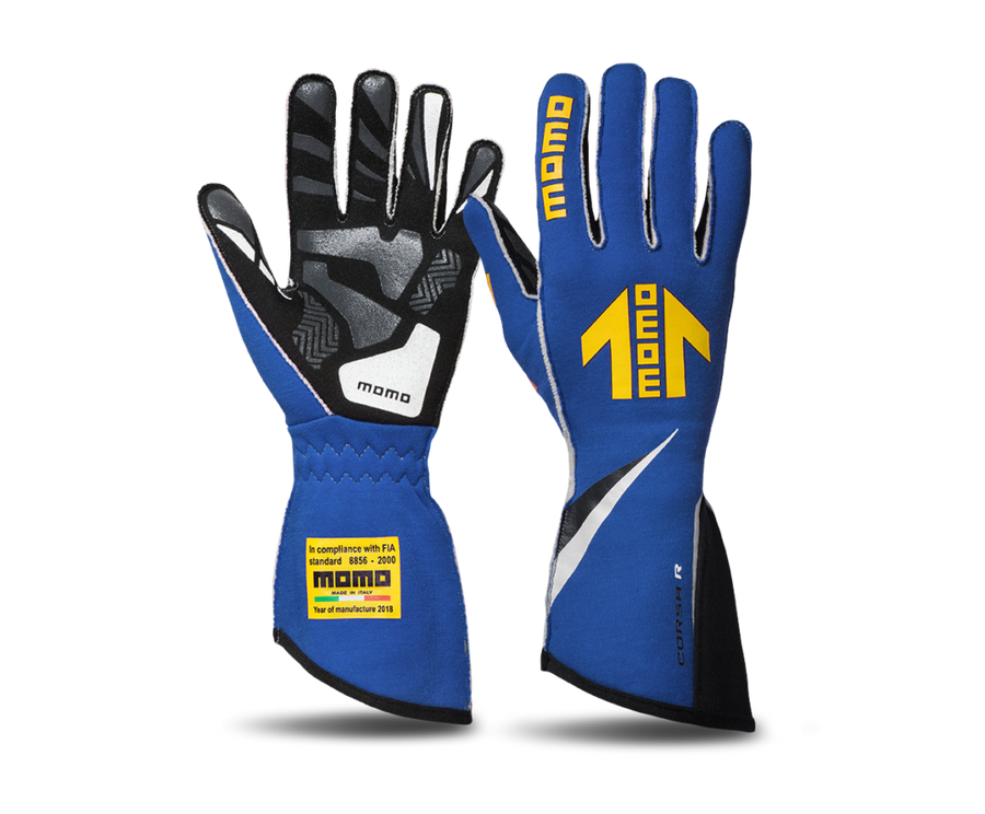 MOMO Corsa R Blue FIA Approved Race Gloves Size 10