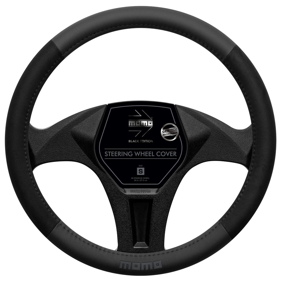 MOMO Easy Microfibre Black Edition Steering Wheel Cover (M)