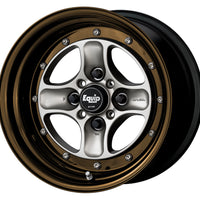 WORK WHEELS Equip 40 BRUT SILVER [BSL] CENTRE DISK, GLOSS BRONZE ANODIZED STEP RIM WITH CHROME RIVETS SET OF 4