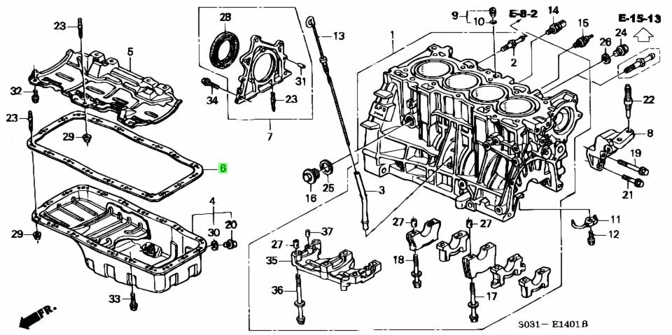 HONDA OEM OIL PAN SEAL - CIVIC INTEGRA EF8 EF9 EG6 EK4 EK9 DC2 DB8 TYPE R