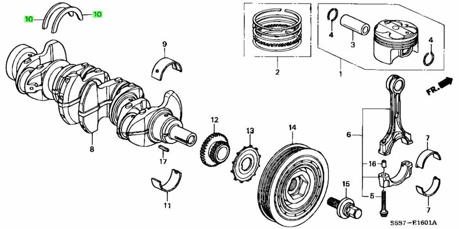 HONDA GENUINE OEM K SERIES CRANK THRUST WASHER - CL7 DC5 EP3 FD2 FN2 CIVIC INTEGRA TYPE R - 13331-PNA-004