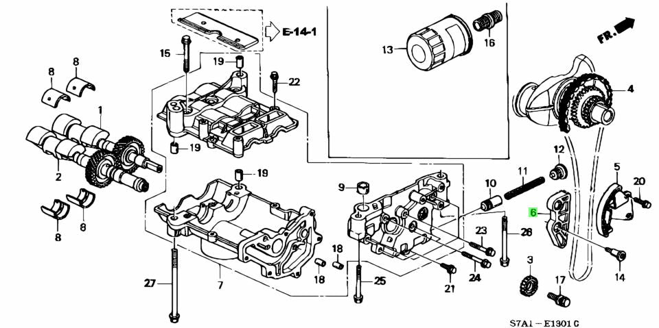 HONDA Genuine K24 OIL PUMP CHAIN GUIDE - 13460-PNA-004