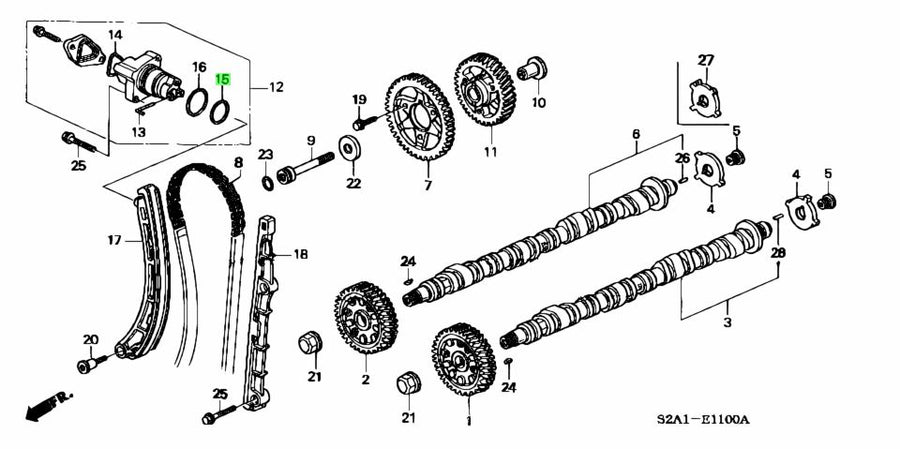 OEM HONDA S2000 AP1 F20C TIMING TENSIONER O-RING - CHAIN SIDE 14513-PCX-005