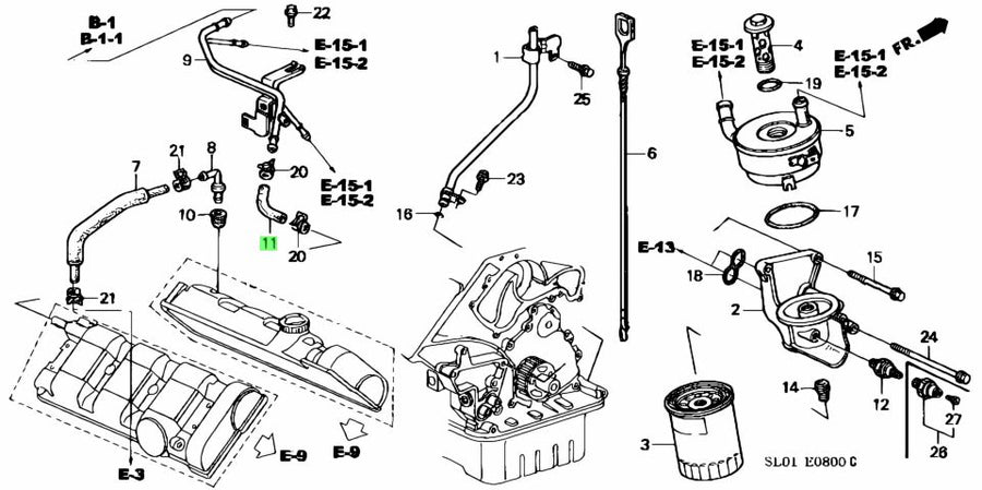 Honda Genuine BREATHER PIPE TUBE FOR NSX - 17153-PR7-A00