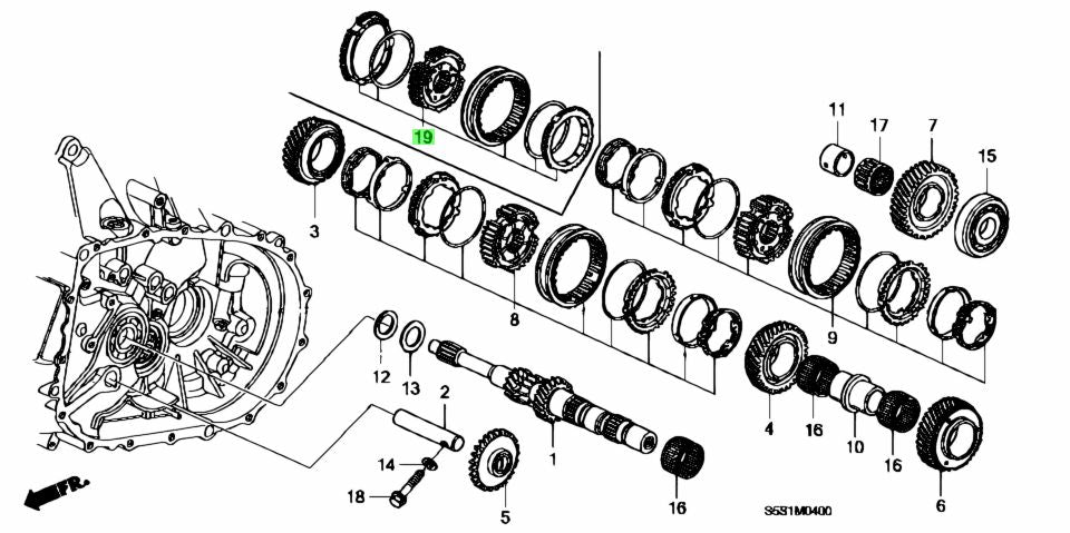 HONDA Genuine K20 5TH & 6TH SYNCHRO SET (FN2 & DC5S ONLY) - 23626-PNS-315