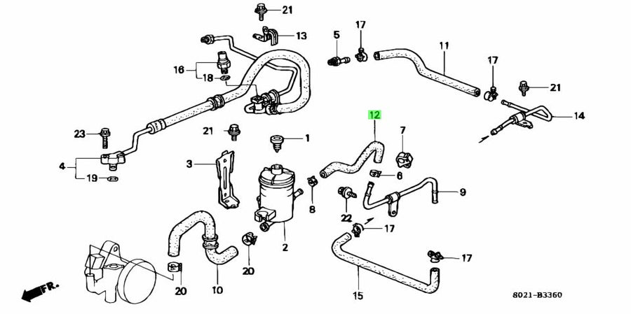 Honda Genuine POWER STEERING OIL TANK HOSE 53733-S04-J50