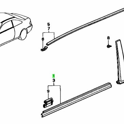 HONDA Genuine CIVIC EK 96-00 2 DOOR WINDOW MOLDING - RIGHT SIDE 72410-S03-003