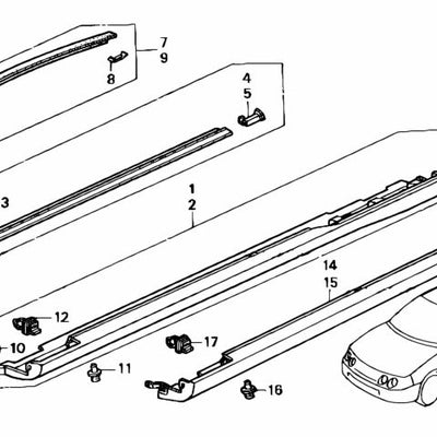 HONDA 94-01 DC2 INTEGRA DOOR WINDOW MOLDING ASSEMBLY LEFT SIDE 72450-ST7-003
