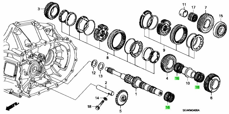 HONDA Genuine K SERIES GEAR BOX NEEDLE BEARING MAIN SHAFT - 91102-RZF-006