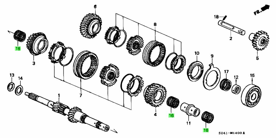 HONDA OEM NEEDLE ROLLER BEARING 38X43X26 91104-P21-008