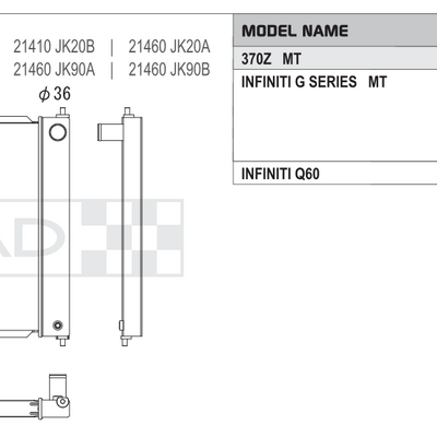 Koyo Performance Radiator - Nissan 370Z (Z34) / Infiniti G Series (V36) / Q60 (V36) - Manual Transmission - Image 2