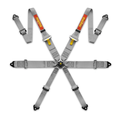 MOMO Italy Pro Driver Racing Harnesses 2″ / 3″ – 6 Point – Grey