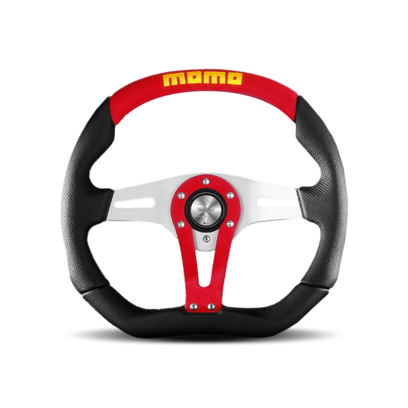MOMO Trek Red Black Leather Red Suede 350mm Steering Wheel - 11102935112L