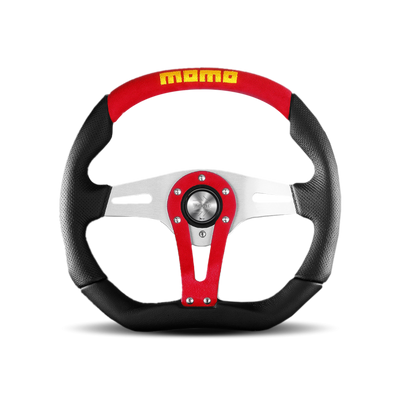 MOMO Trek Red Black Leather Red Suede 350mm Steering Wheel - 11102935112L