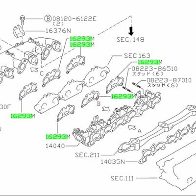 Nissan Genuine Throttle Body Gasket Fits Nissan R32/R33/R34 GTR & C34 Stagea 260RS (RB26DETT) 16175-05U70