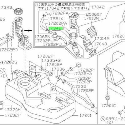 NISSAN OEM Fuel Tank Sender Unit O-Ring Seal - 17342-79900