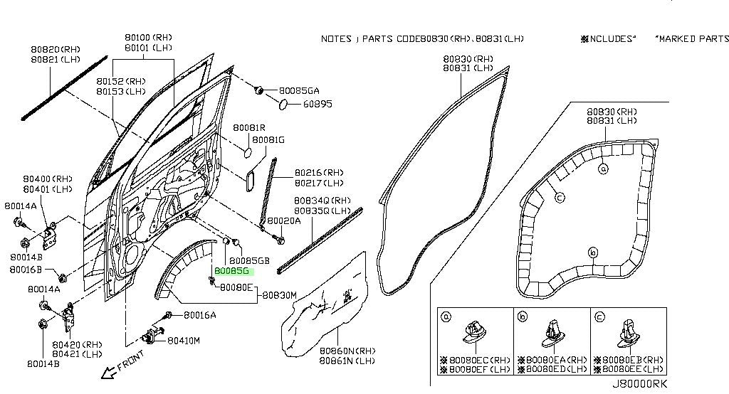 Nissan Genuine DOOR BUMPER - 80872-1VA0A
