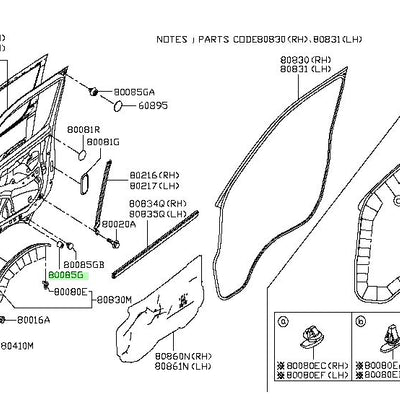 Nissan Genuine DOOR BUMPER - 80872-1VA0A