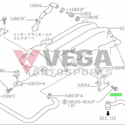 NISSAN Genuine S14 S15 Blow By Pipe Assembly 11835‑65F0A