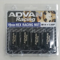YOKOHAMA ADVAN RACING WHEEL NUT M14X1.50P H19BL BLACK 20PCS - V3047