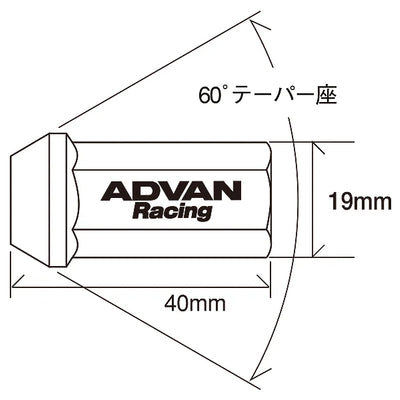 YOKOHAMA ADVAN RACING WHEEL NUT M14X1.50P H19BL BLACK 20PCS - V3047