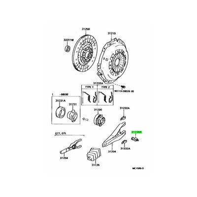 TOYOTA OEM JZX R154 SUPPORT, RELEASE FORK31236-14020