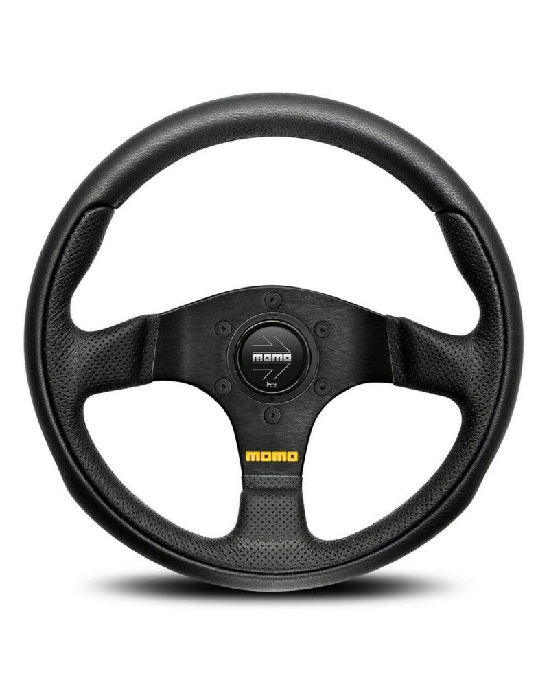 MOMO Team Black Leather 280mm Steering Wheel - 11102632812L