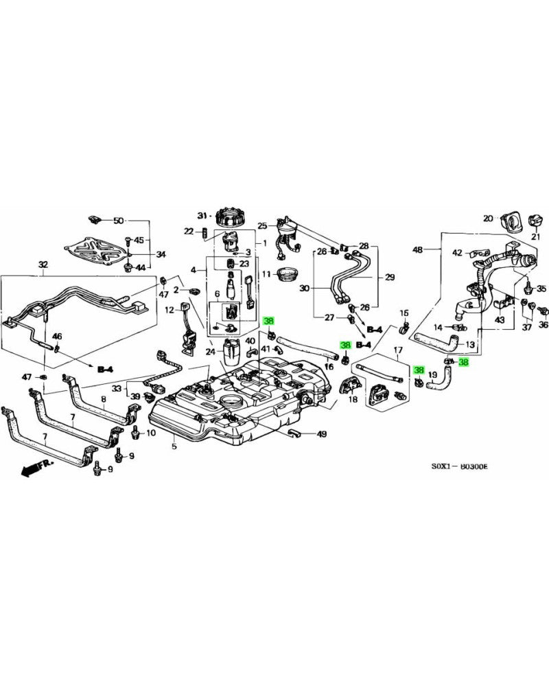 HONDA OEM FUEL TUBE (D20) CLAMP