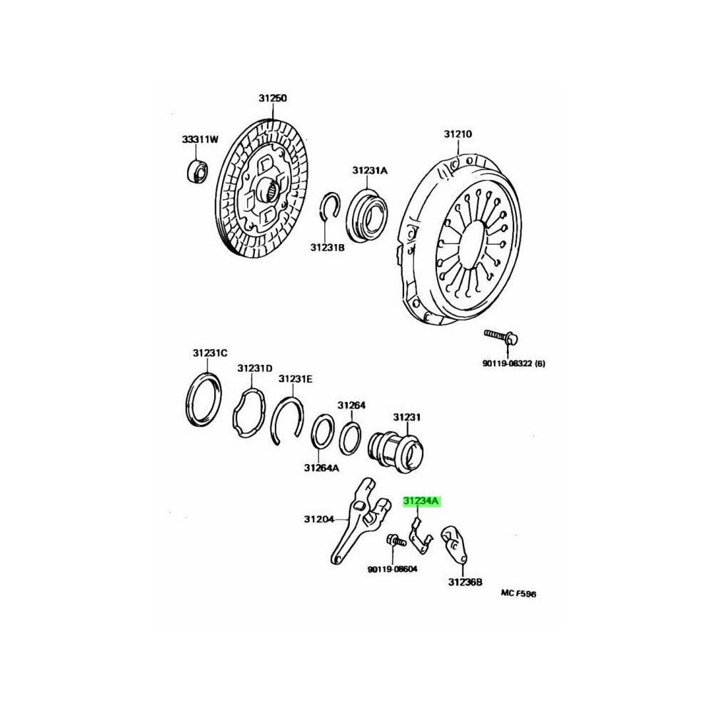 TOYOTA OEM RELEASE FORK SUPPORT SPRING 31234-14030