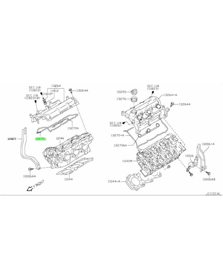 Genuine Nissan Rocker Cover Gasket (Right Side) Fits Nissan V36 Skyline & Z34 370Z (VQ37HR) 13270-EY01A