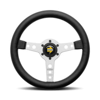 MOMO Prototipo Silver Spokes Black Leather 320mm Steering Wheel - VPRO320SILBR