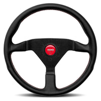 MOMO Montecarlo Black Leather With Red Stitching 350mm Steering Wheel - 11111785BKRER