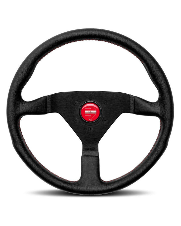 MOMO Montecarlo Black Leather With Red Stitching 350mm Steering Wheel - 11111785BKRER