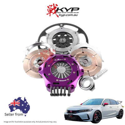 Xtreme 184mm Solid Ceramic Twin Plate Clutch Kit w/ Single Mass Conversion Flywheel Honda Civic Type R FK8 FL5 KHN18537-2E