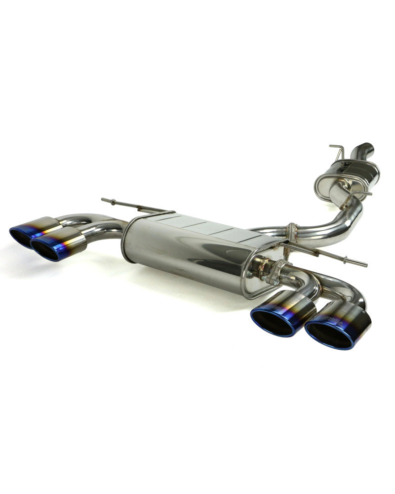 Invidia Q300 Non-Valved Catback Exhaust w/Oval Tips - Rolled Titanium Blue Tips VW Golf R Mk7