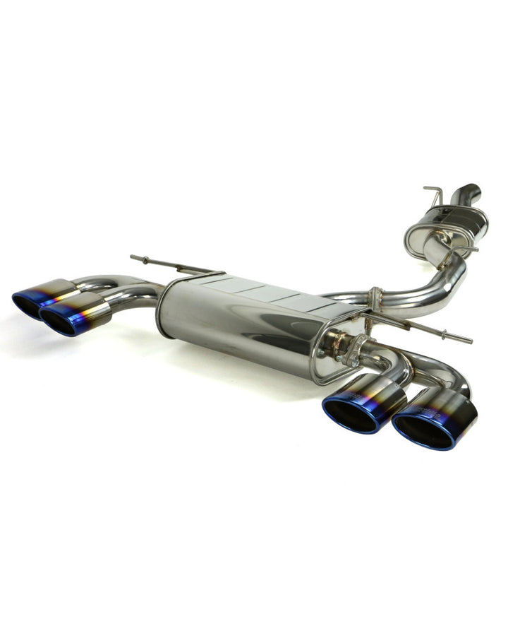 Invidia Q300 Non-Valved Catback Exhaust w/Oval Tips - Rolled Titanium Blue Tips VW Golf R Mk7