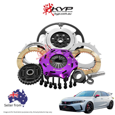 Xtreme 184mm Sprung Ceramic Twin Plate Clutch Kit w/ Single Mass Conversion Flywheel Honda Civic Type R FK8 FL5 KHN18537-2B