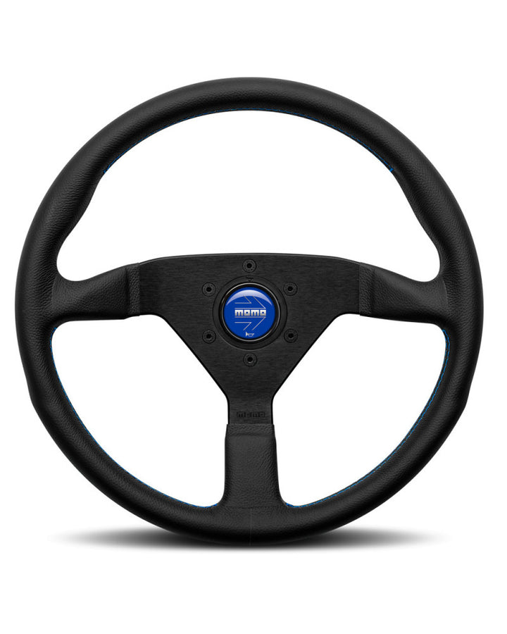 MOMO Montecarlo Black Leather With Blue Stitching 350mm Steering Wheel - 11111785BKBLR
