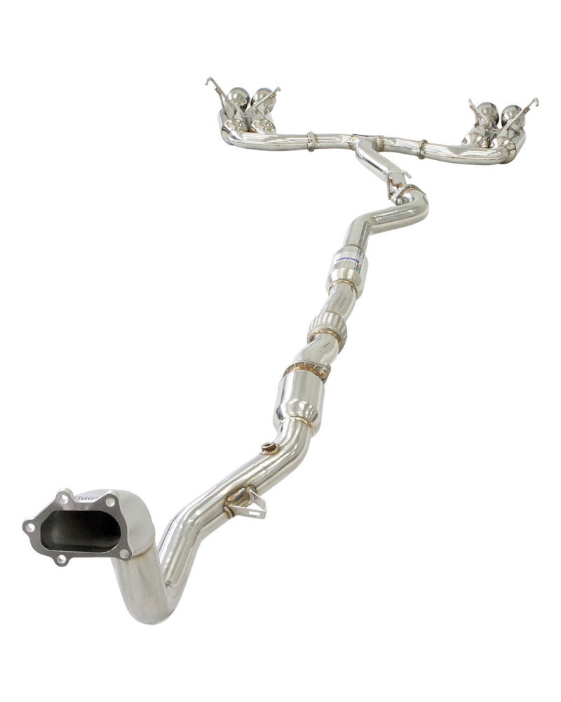 Invidia R400 Turbo Back Exhaust - Straight Cut Titanium Blue Tips Subaru WRX 11-14/STI 11-21 (5MT/6MT)