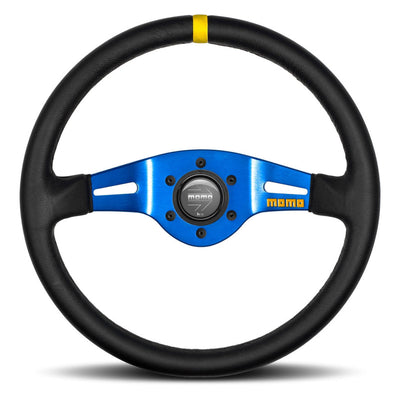 MOMO MOD.03 Black Blue Leather Steering Wheel 350mm - 11150405812L