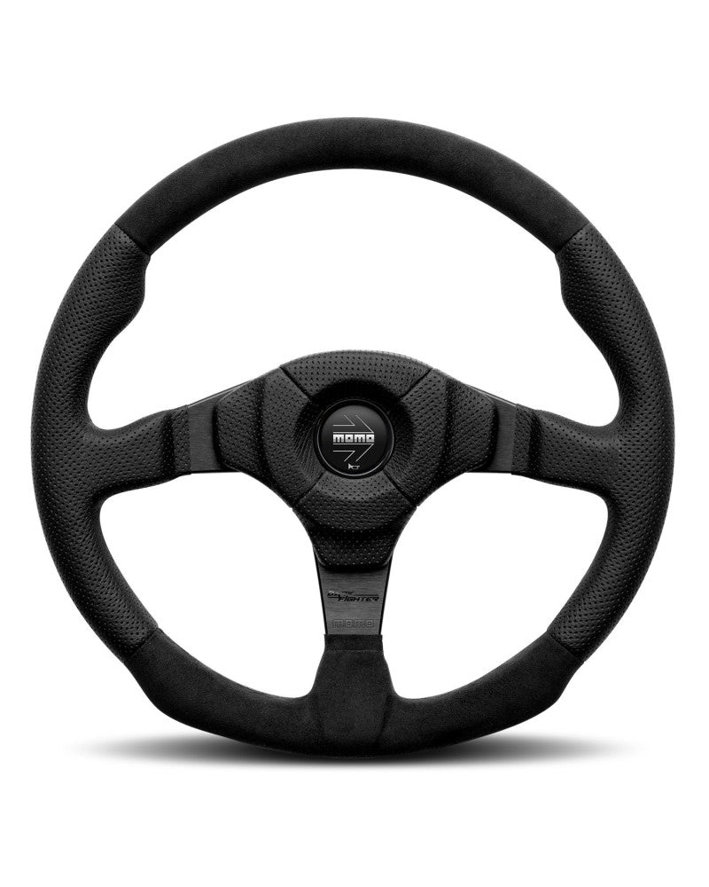 MOMO Dark Fighter Alcantara/Air Leather 350mm Steering Wheel - VDKFIGHT35BKR