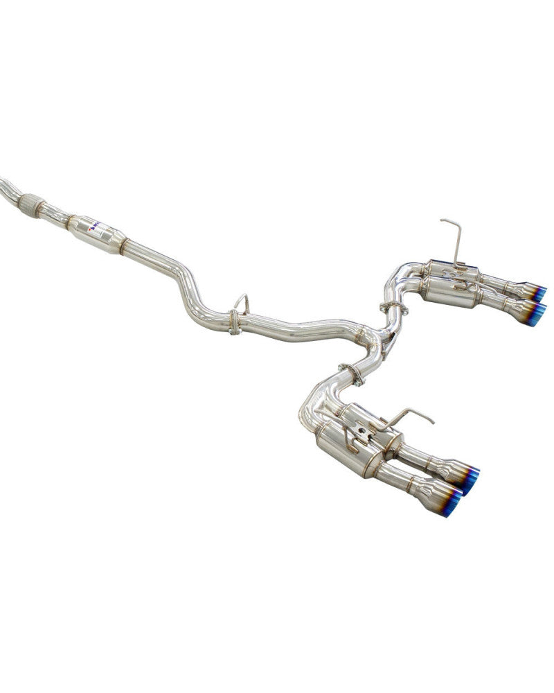 Invidia R400 Cat Back Exhaust - Straight Cut Titanium Blue Tips Subaru WRX/STI 11-21 (Sedan)