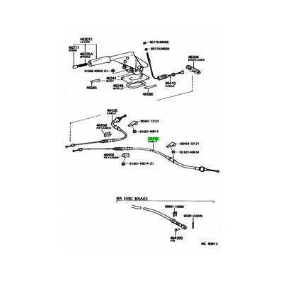 TOYOTA OEM AE86 Levin/Trueno/Sprinter LHS Handbrake cable (disc brake setup)46430-12200